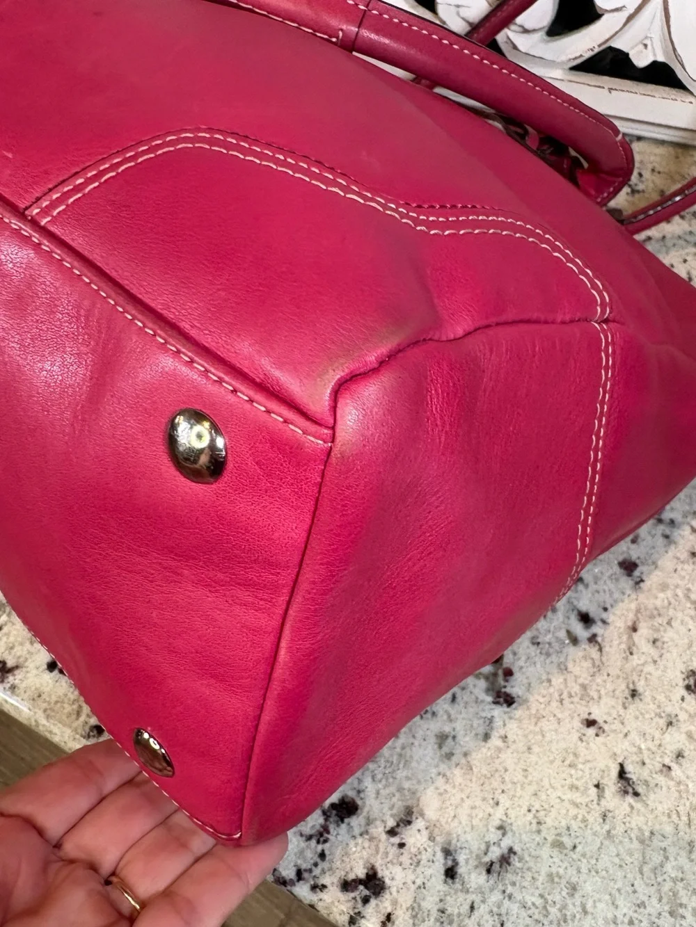 Coach F13811 Hamilton Legacy Leather Satchel Tote Raspberry
